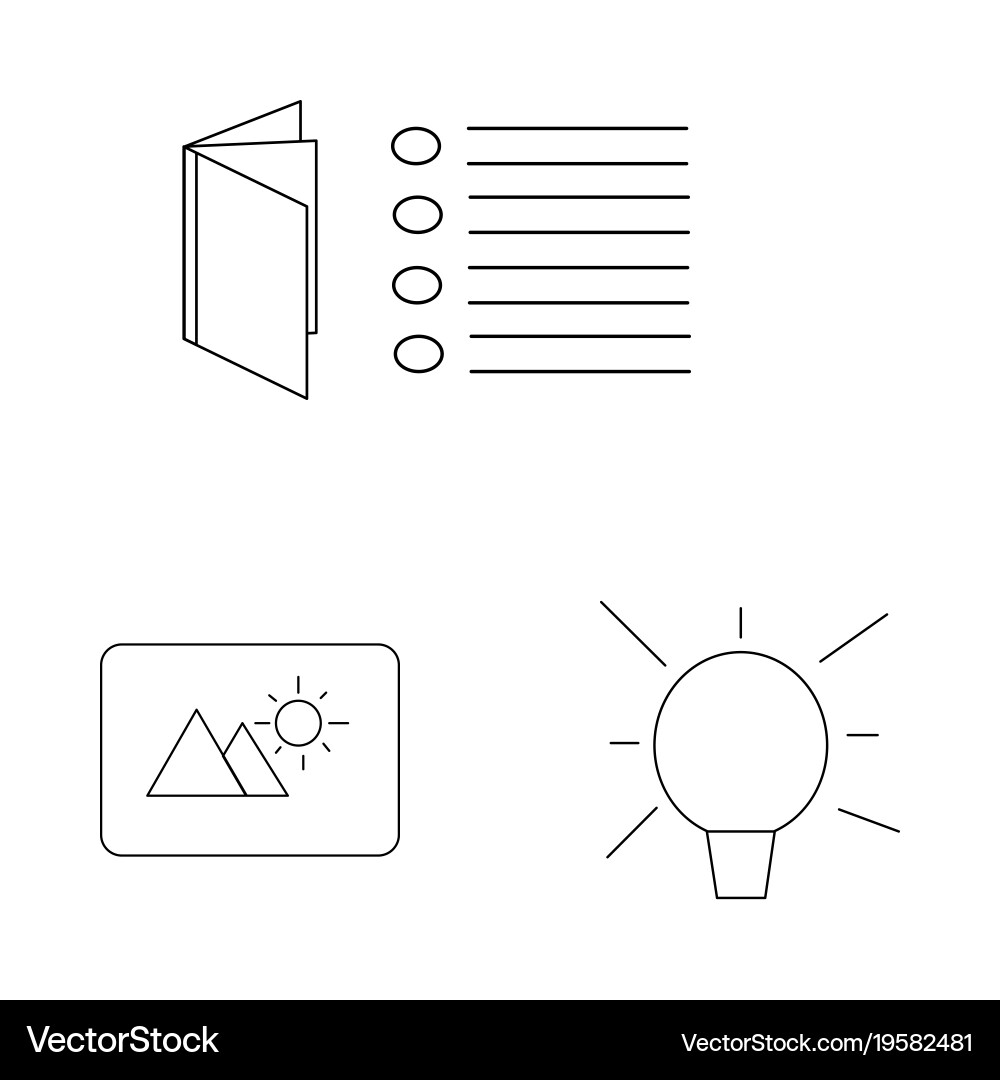 Basic elements outline icons set linear icon Vector Image