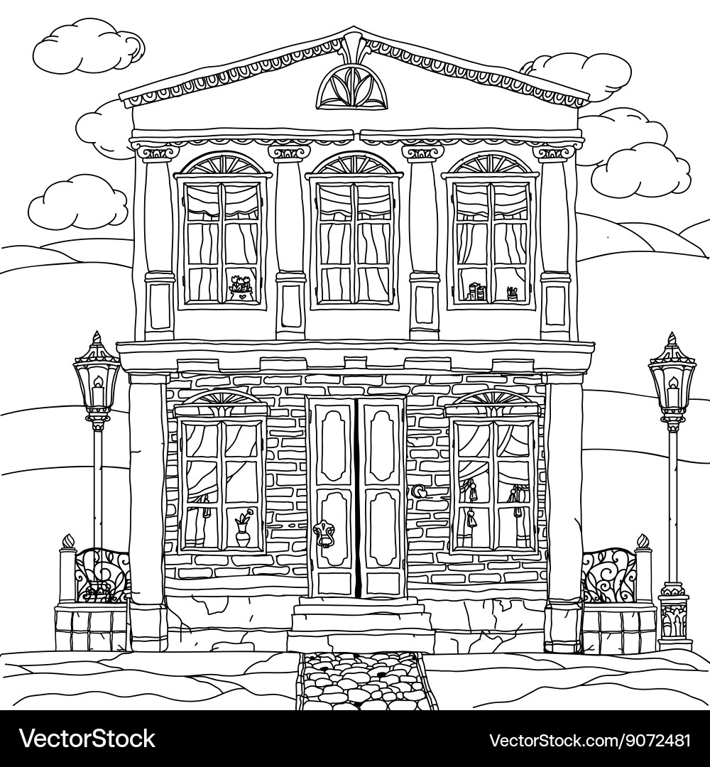 Black and white of a house Vector Image