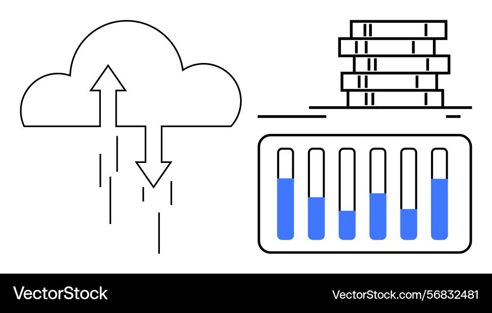 Cloud data storage and analytics with upload Cloud data storage and analytics with upload vector image