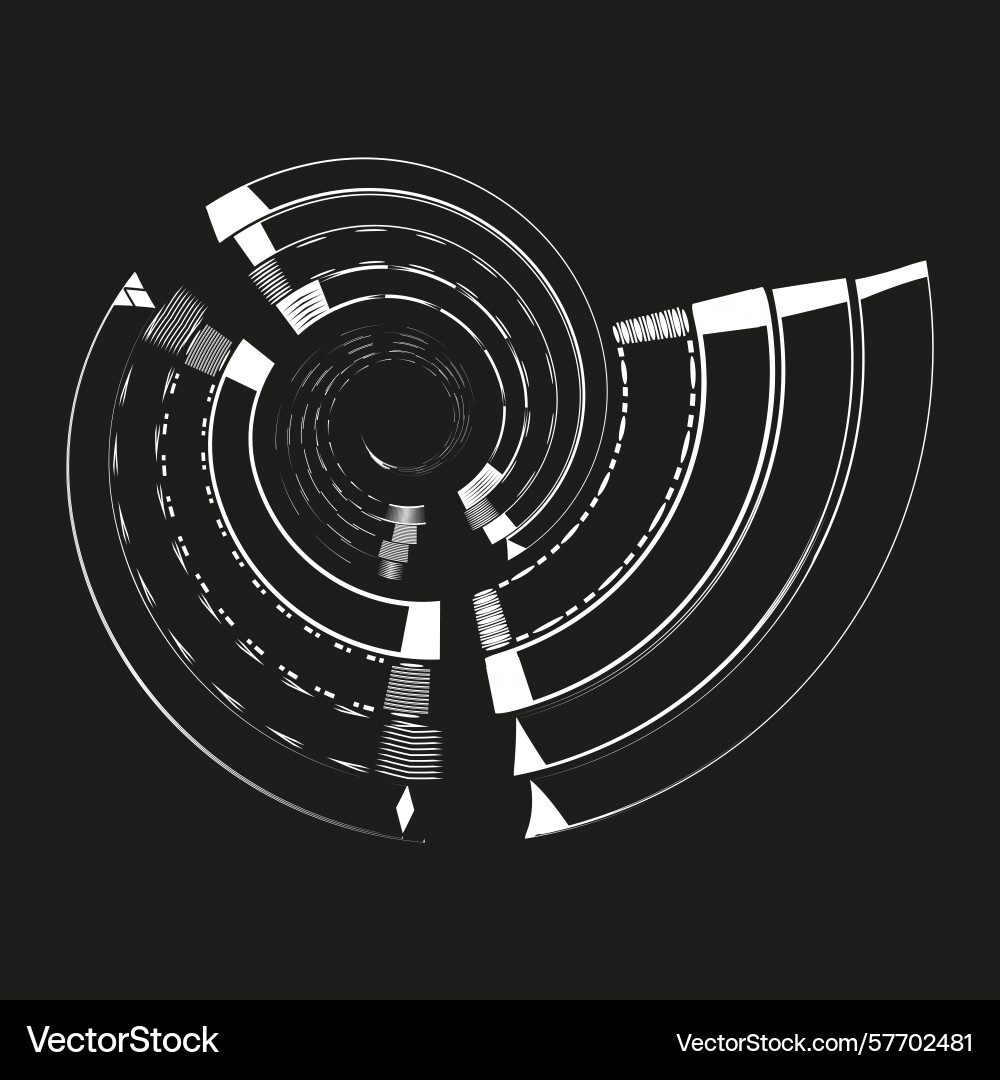 Dark radar icon circular sweep pattern segmented Dark radar icon circular sweep pattern segmented vector image