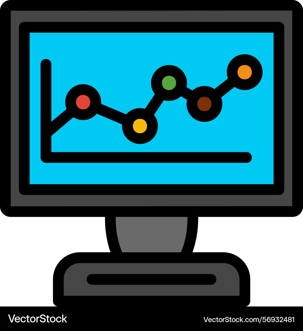 Data analytics line filled style icon design Vector Image