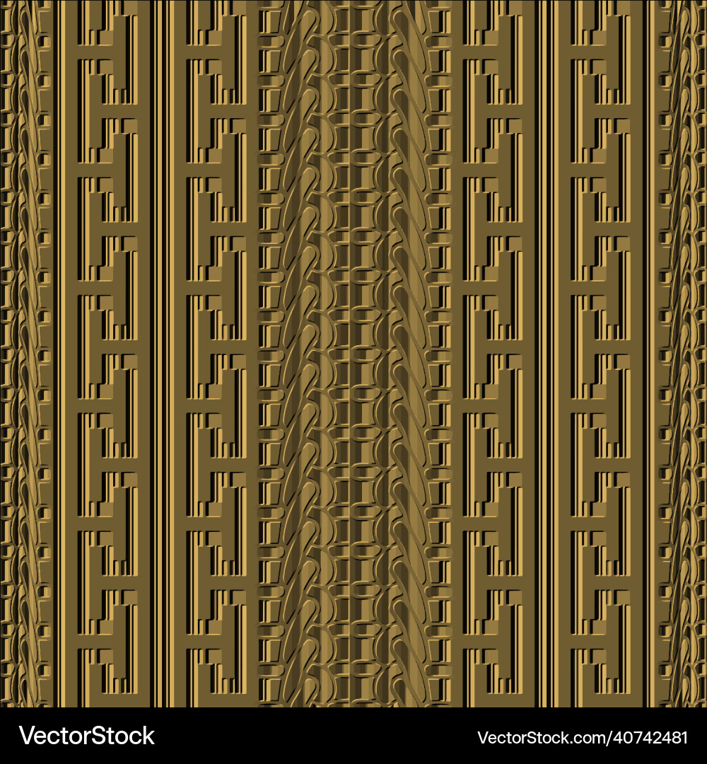 Emboss striped borders 3d seamless pattern Vector Image