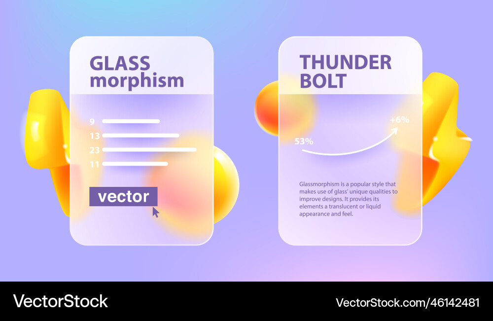 Glassmorphism infographics charts concept Glassmorphism infographics charts concept vector image