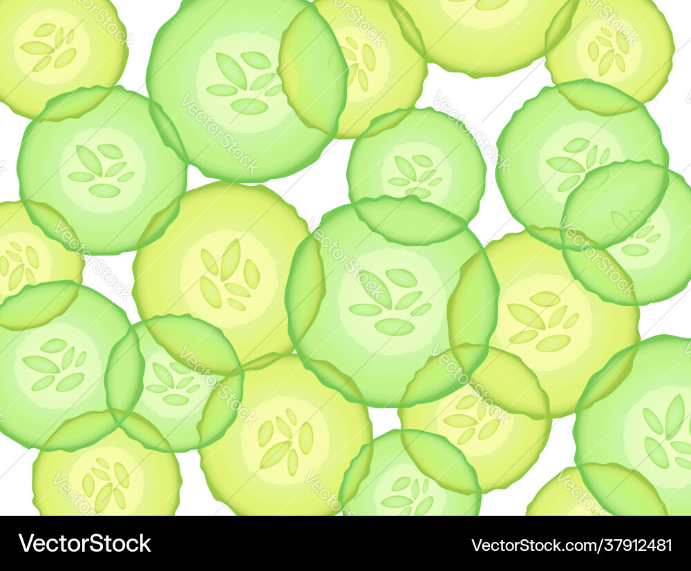 Horizontal green realistic cucumber background Horizontal green realistic cucumber background vector image