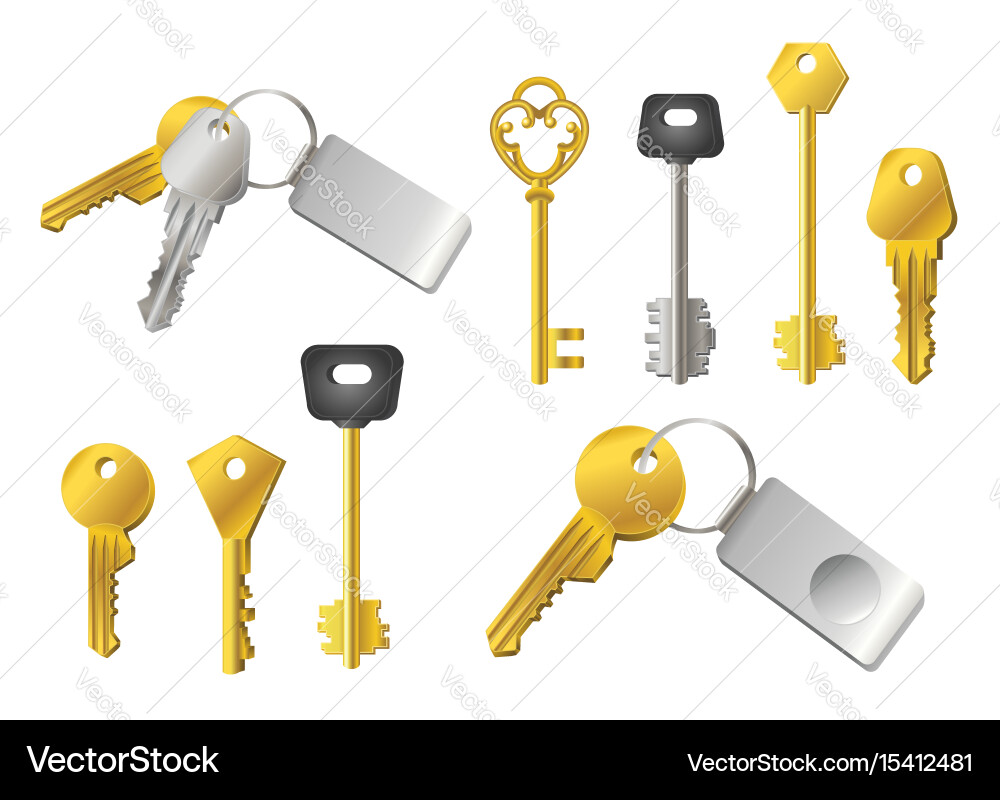 Keys - realistic modern set of objects vector image