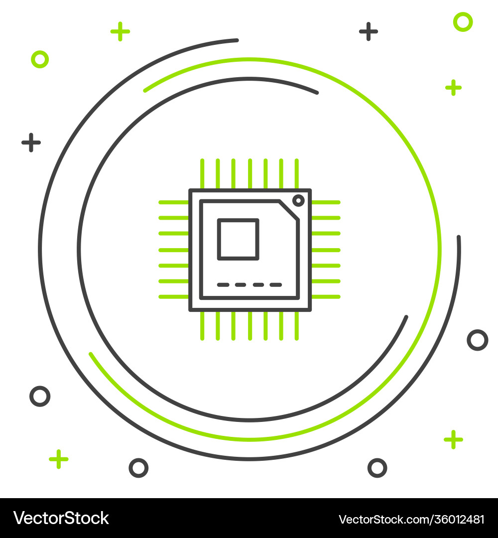 Line computer processor with microcircuits cpu Line computer processor with microcircuits cpu vector image