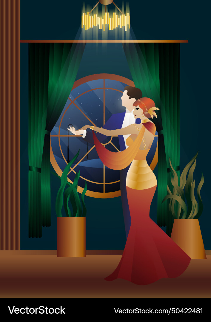 Man and woman dancing window Royalty Free Vector Image