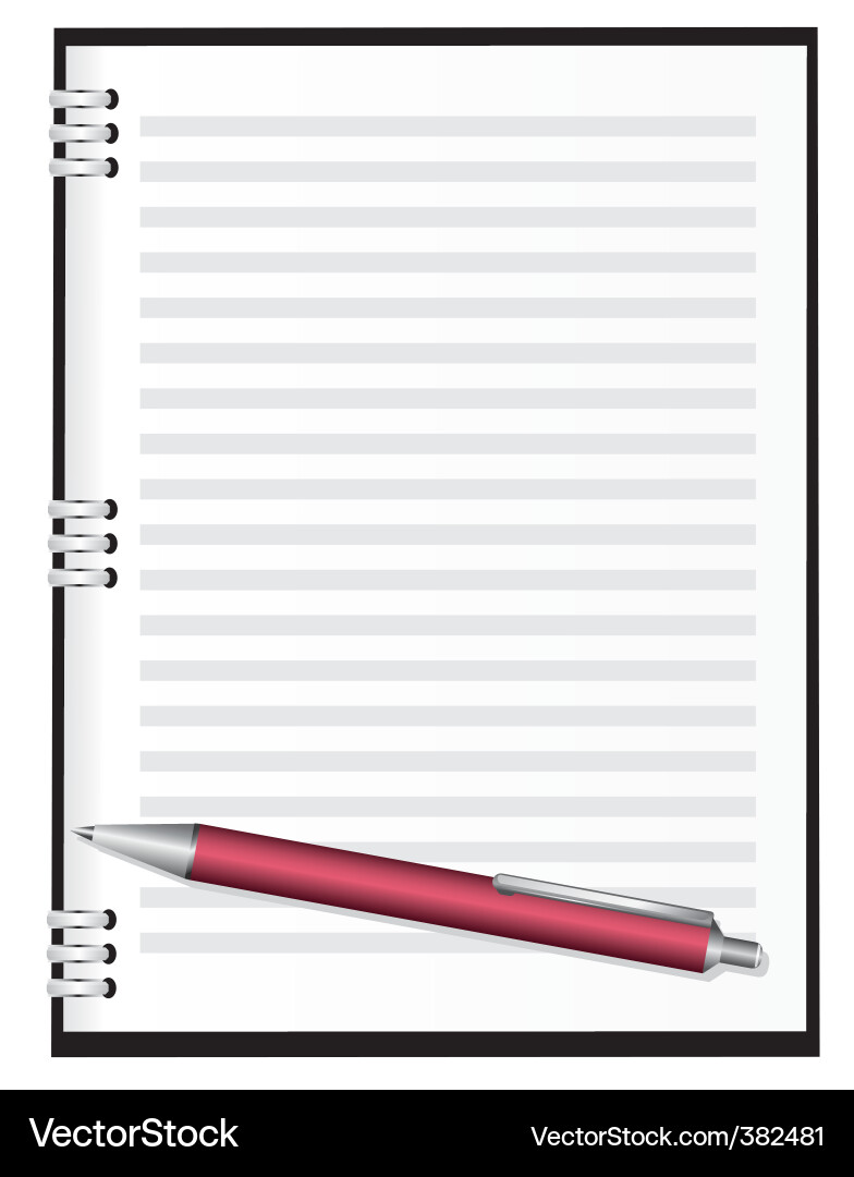 Red Pen in Notebook Vector Image