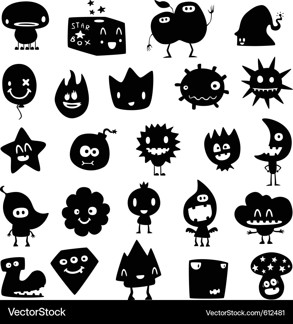 Süße Monster Icons Vektorbild
