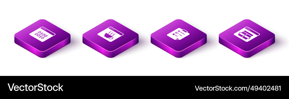 Set isometric binary code software clipboard Set isometric binary code software clipboard vector image