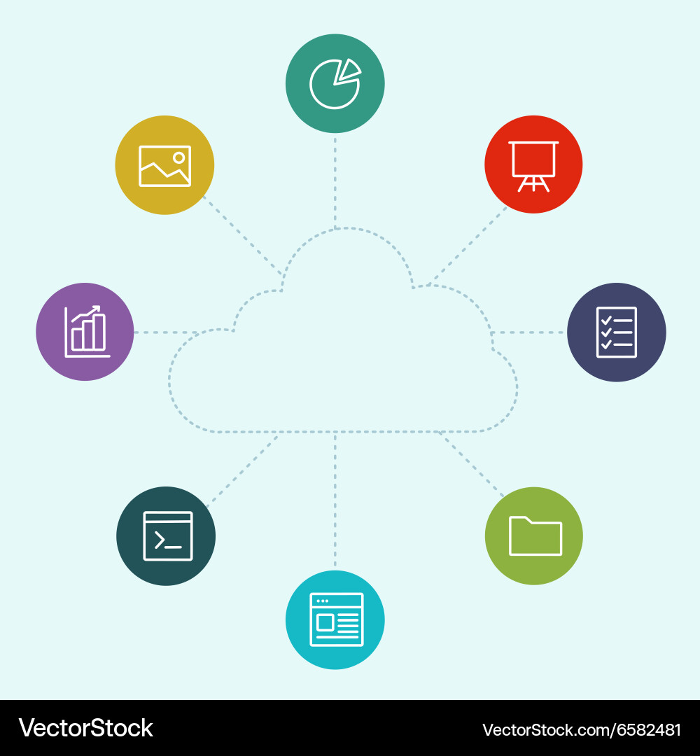 Sharing of working files and reference materials Vector Image