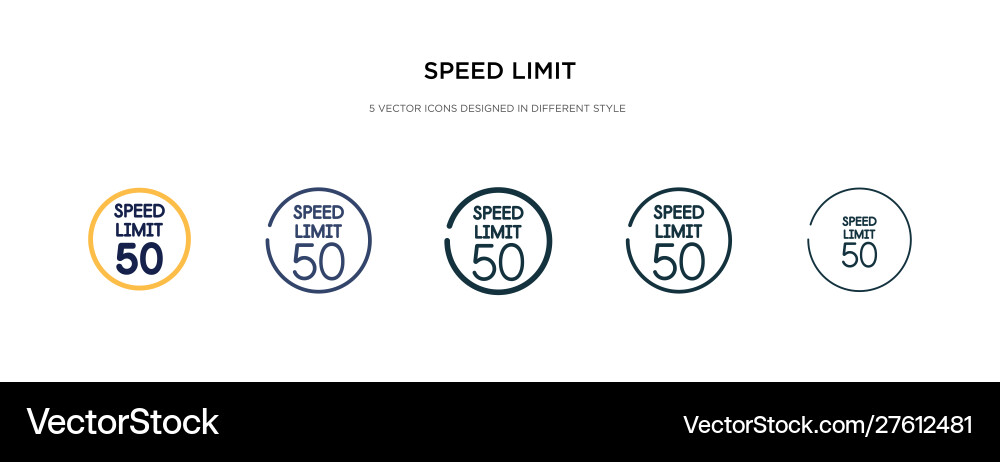 Speed limit icon in different style two colored Speed limit icon in different style two colored Vector Image