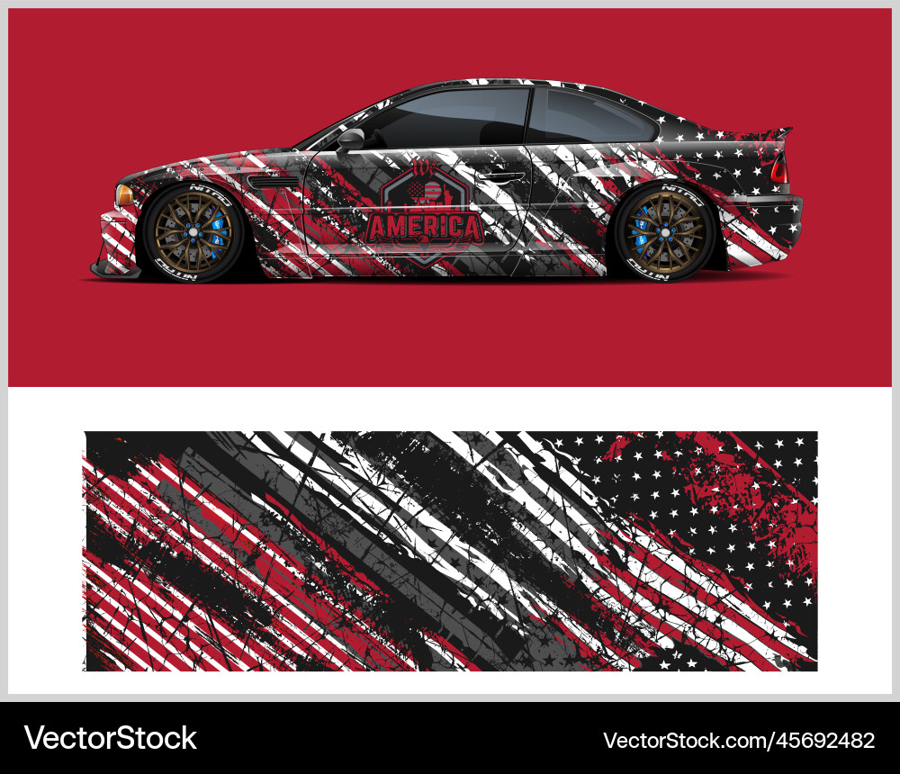 America Flag Car Wrap vector image