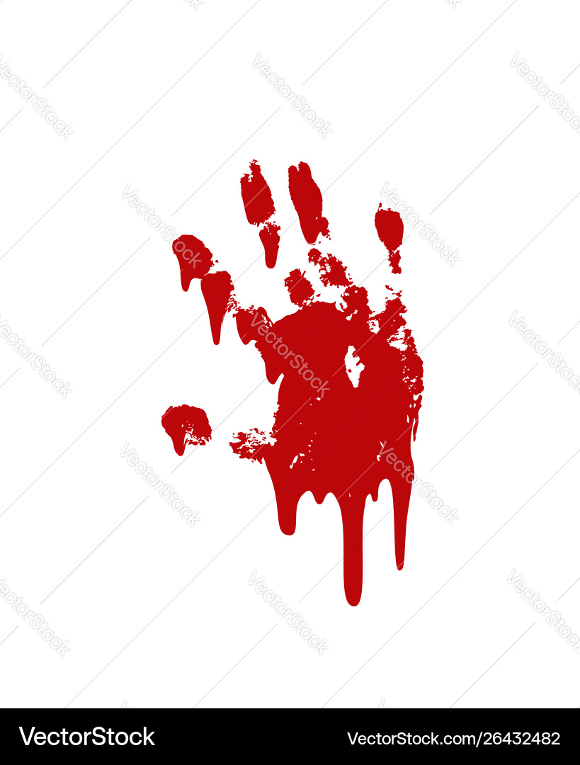 Bloody hand print isolated white background Bloody hand print isolated white background vector image