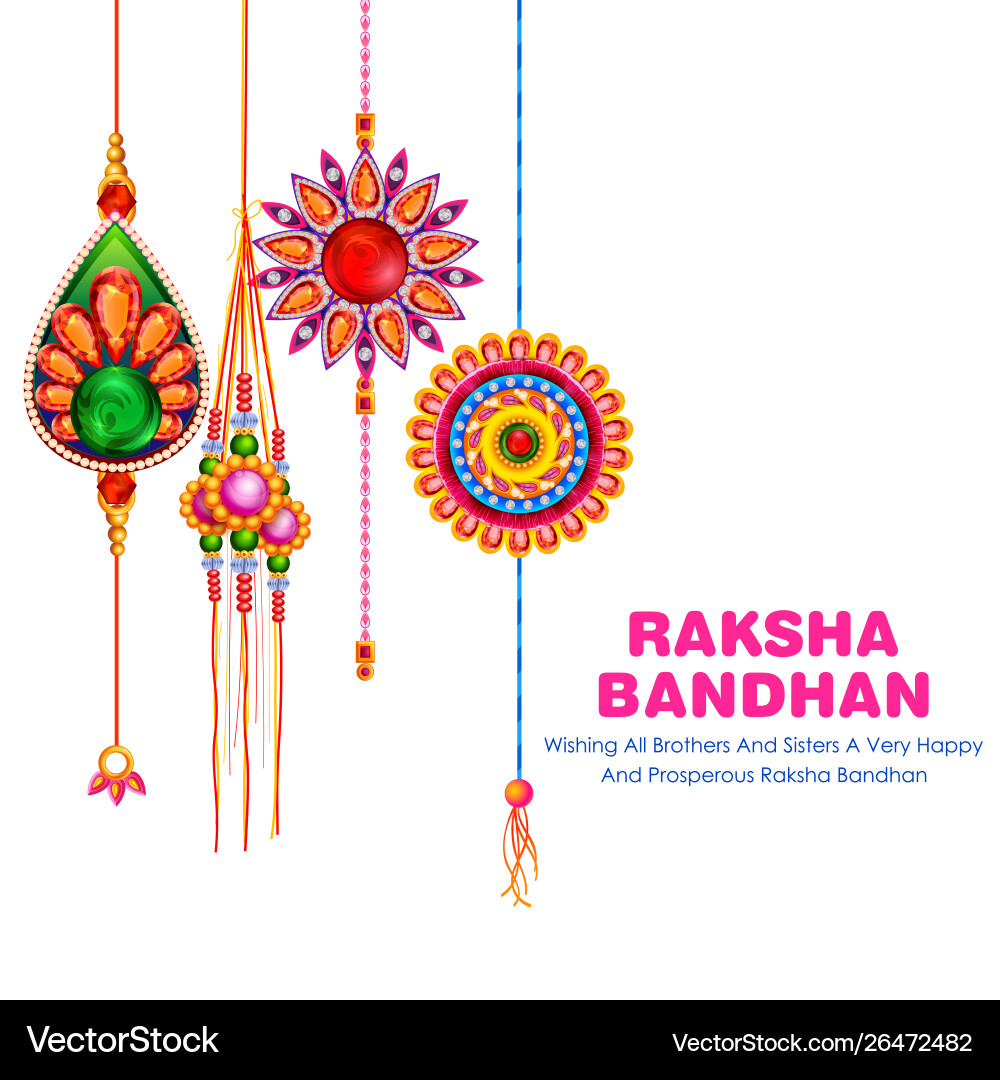 Grußkarte mit Dekorativem Rakhi für Raksha Grußkarte mit Dekorativem Rakhi für Raksha vektorbild