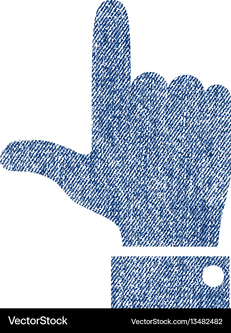 Hand pointer up fabric textured icon Hand pointer up fabric textured icon vector image