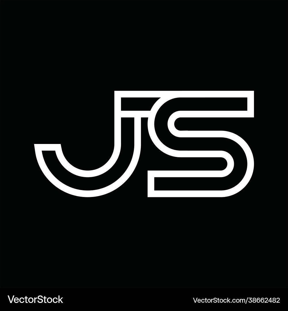 Js logo monogram with line style negative space vector image