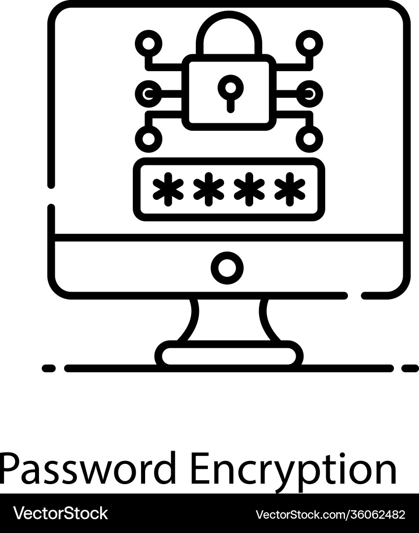 Password encryption vector image