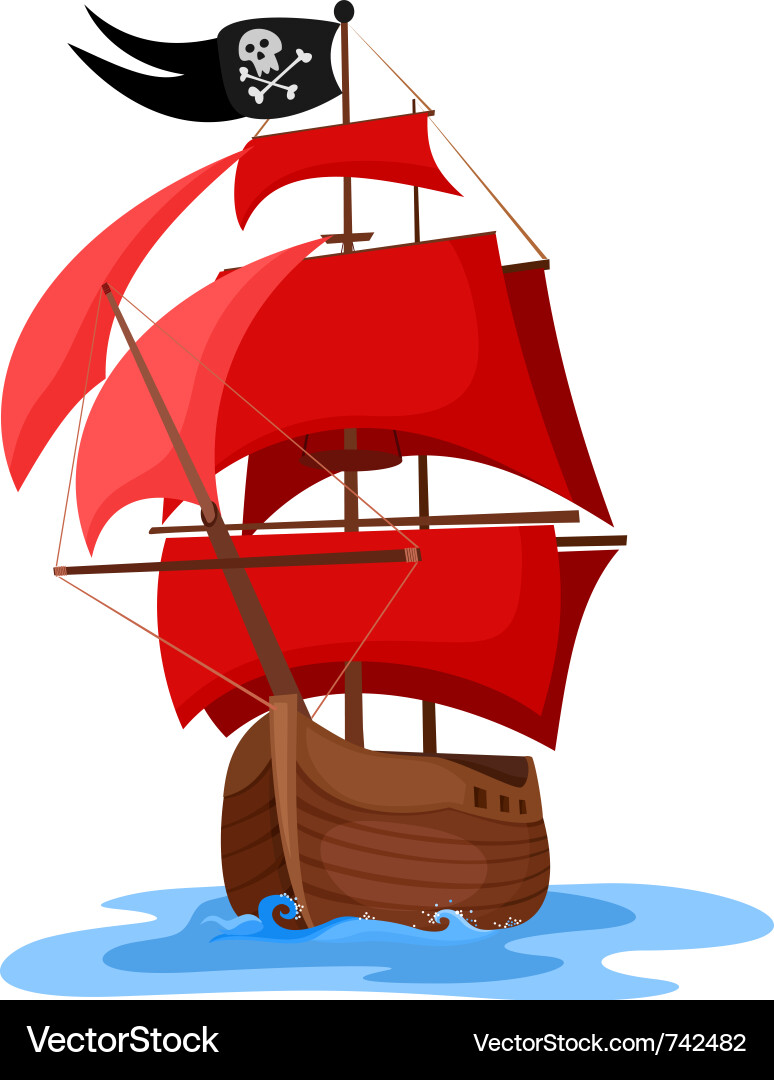 Pirate Ship at Sea vector image