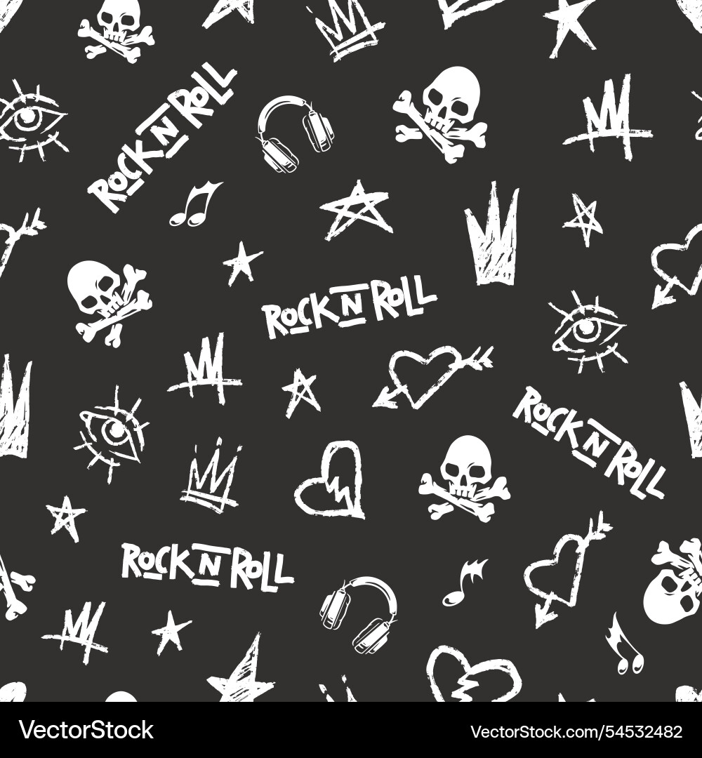 Rock and roll themed pattern design with symbols Rock and roll themed pattern design with symbols vector image