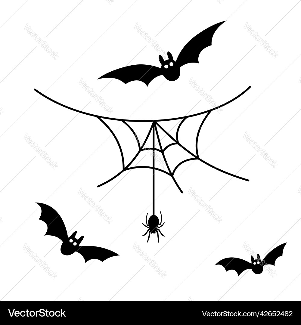 Scary Spinnweb schwarz Spinnwebe Fledermaus hängen Spinne Scary Spinnweb schwarz Spinnwebe Fledermaus hängen Spinne vektorbild