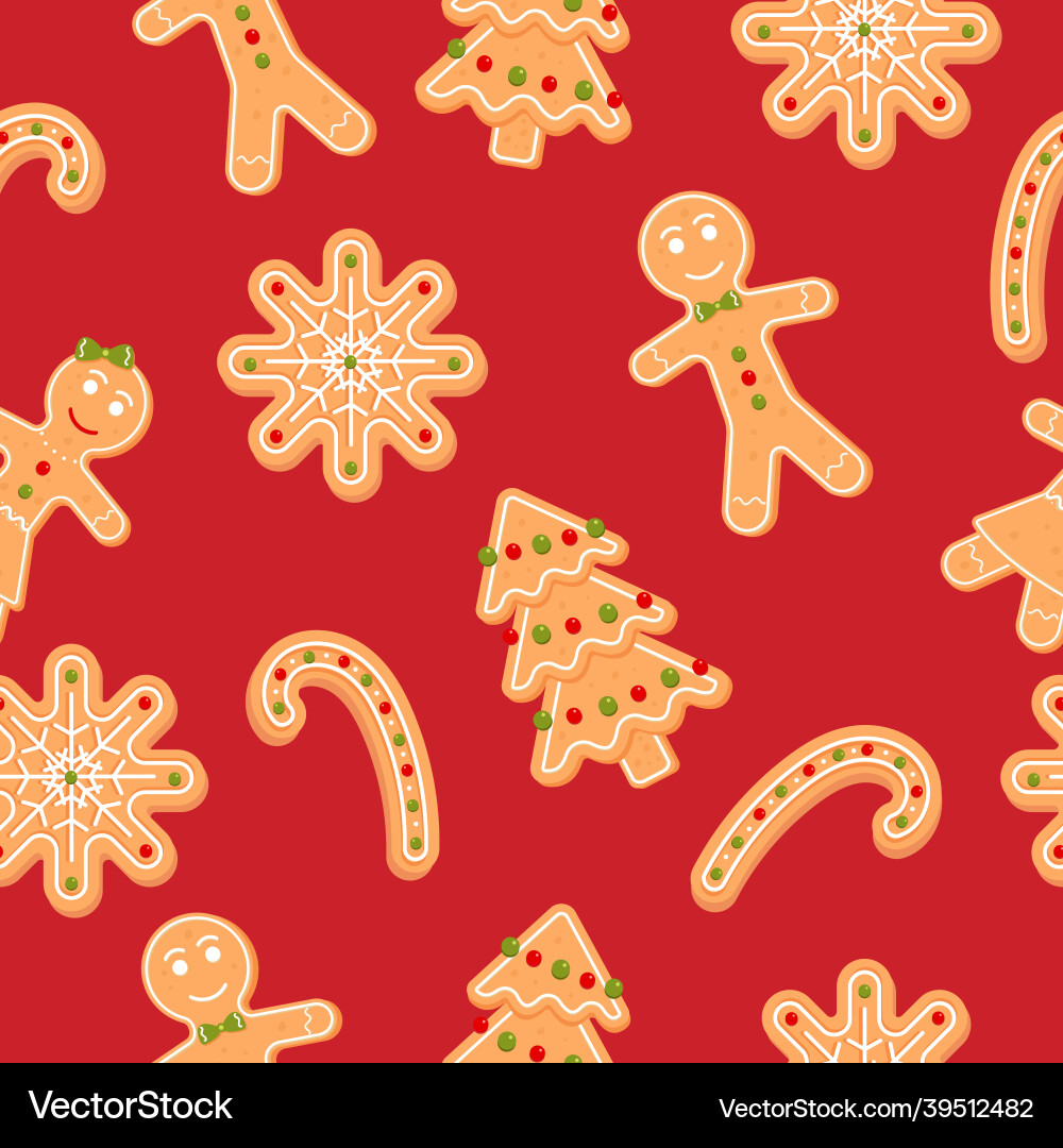 Seamless pattern with gingerbread man snowflake Seamless pattern with gingerbread man snowflake vector image