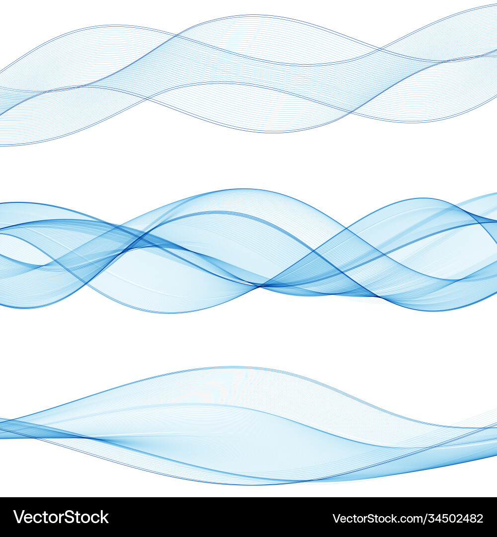 Set abstract waves color lines blue Set abstract waves color lines blue vector image