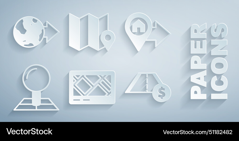 Set gps device with map location house folded Vector Image