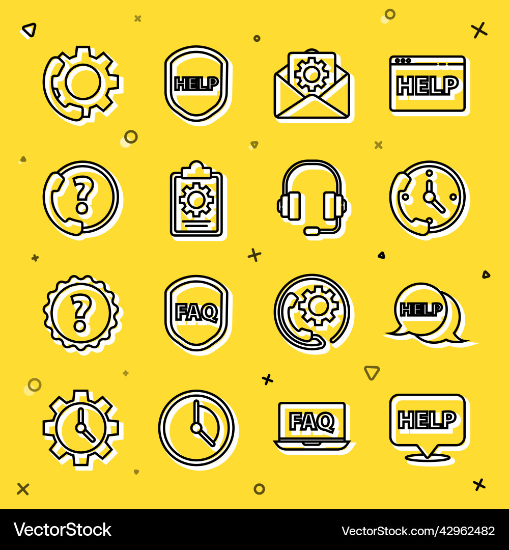 Set line speech bubble with text help telephone Set line speech bubble with text help telephone vector image