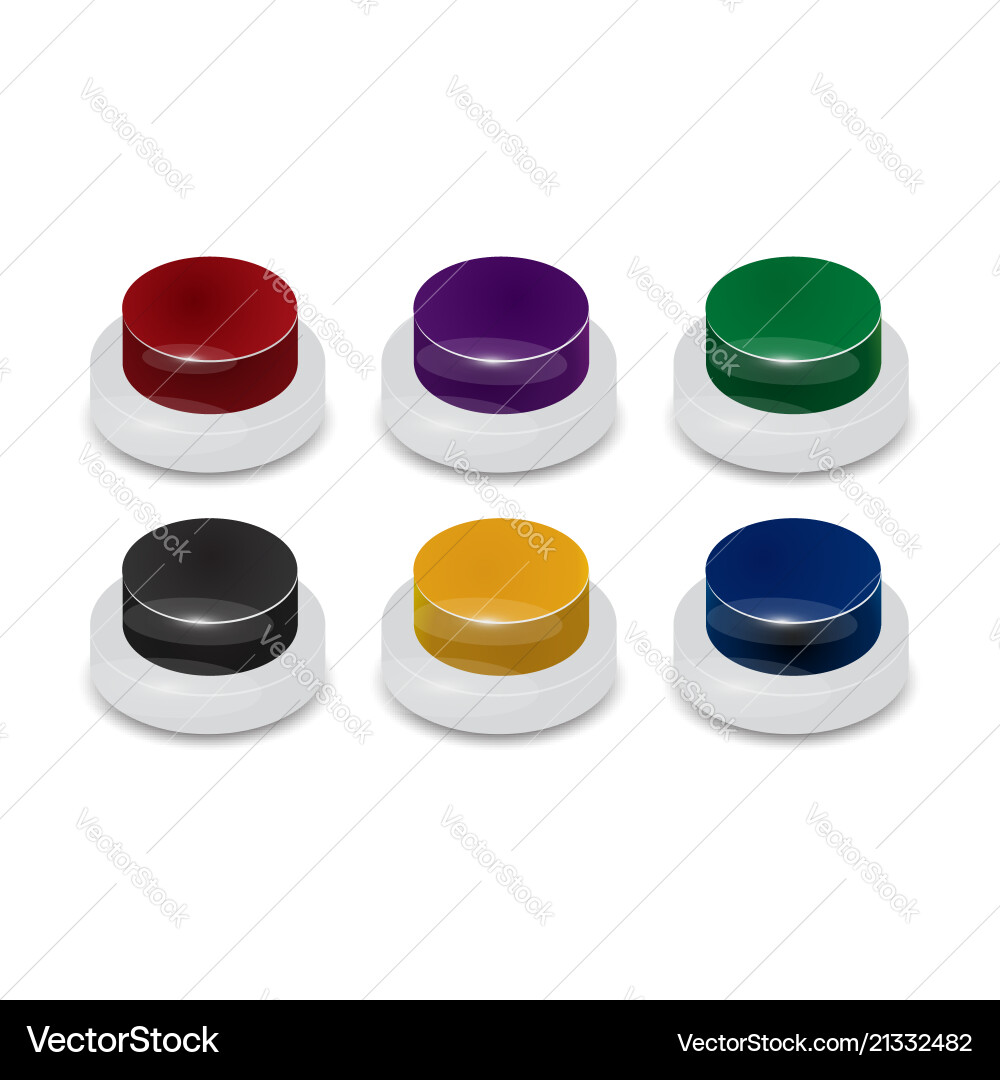 Set of 6 coloured buttons vector image