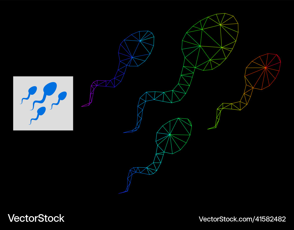 Spectral gradient polygonal net sperm cells icon Vector Image