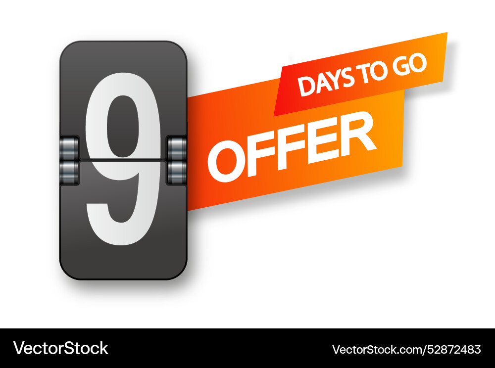 9 days to go icon set countdown of remaining vector image