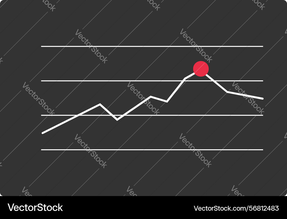 A graph with red circle on the gray background A graph with red circle on the gray background Vector Image