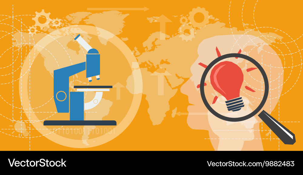Background with microscope and lamp Vector Image