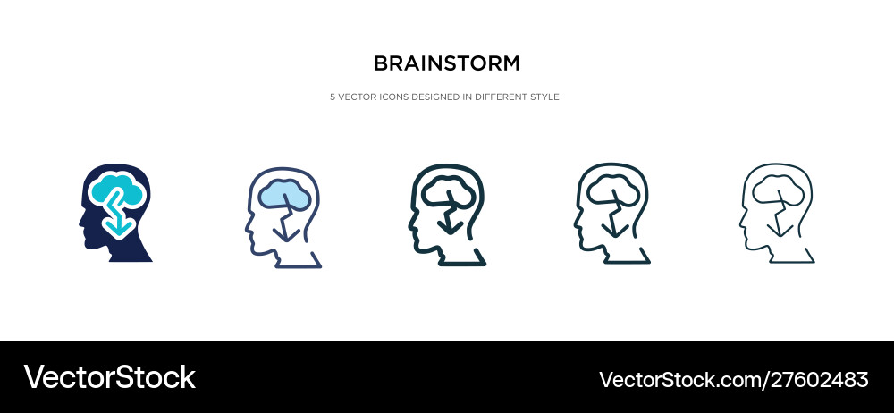 Brainstorm icon in different style two colored vector image