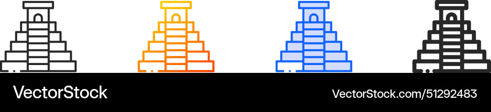 Chichen itza pyramid iconthin linear gradient Vector Image