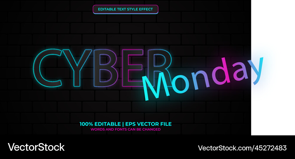 Cyber monday editable 3d text style effect Cyber monday editable 3d text style effect vector image