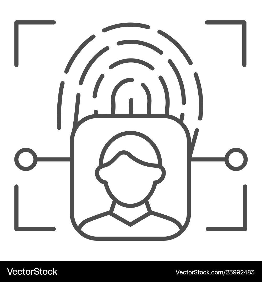 Fingerprint user recognition thin line icon focus Fingerprint user recognition thin line icon focus vector image