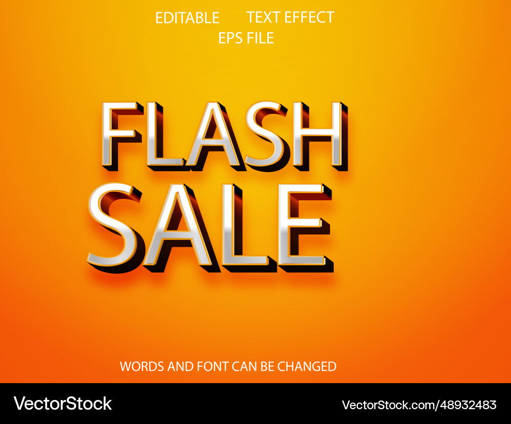 Flash sale text effect font editable typography vector image