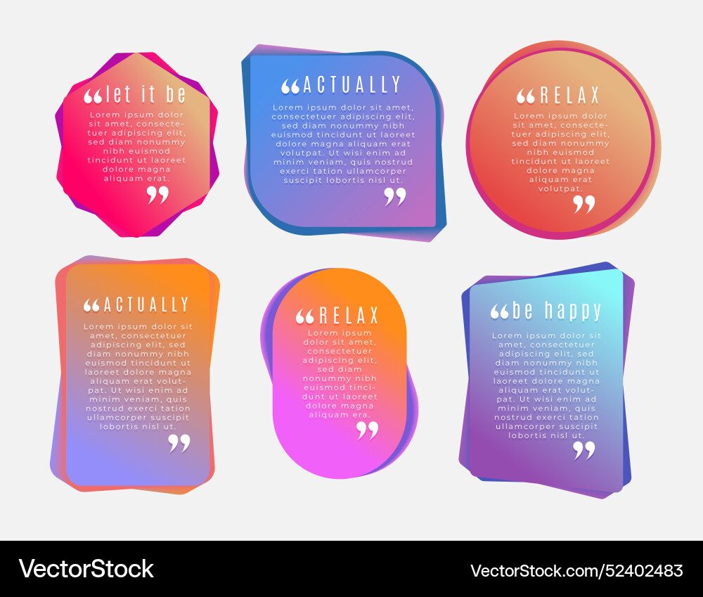 Gradient quote box frame collection Vector Image