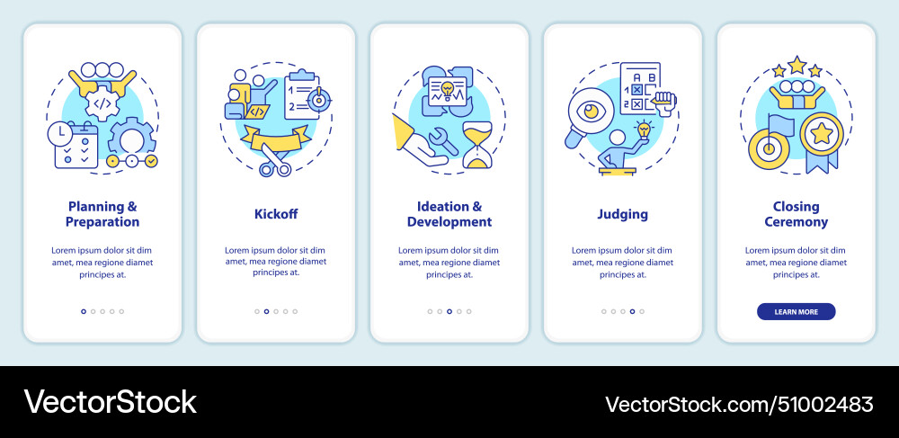 Hackathon process structure onboarding mobile app Hackathon process structure onboarding mobile app vector image