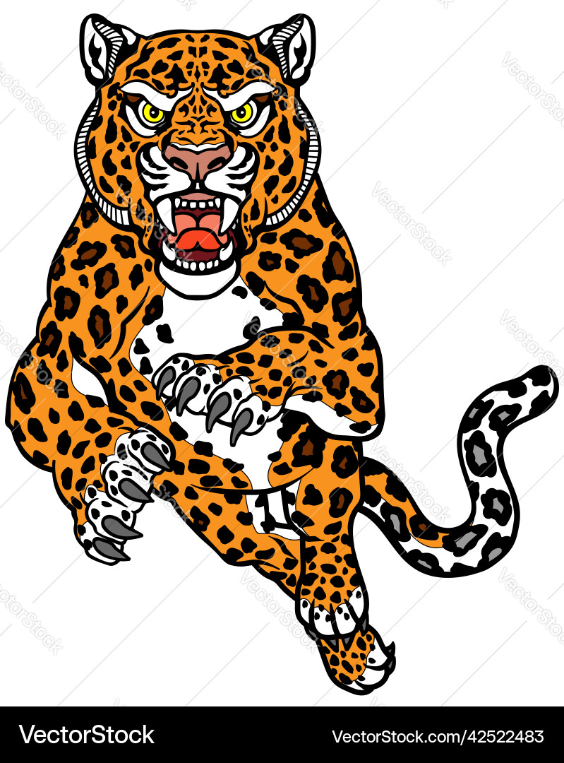 Leopard jump in the front view vector image