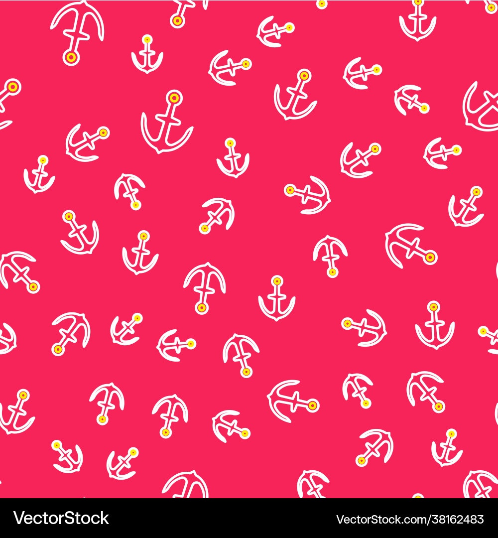Line anchor icon isolated seamless pattern on red Vector Image