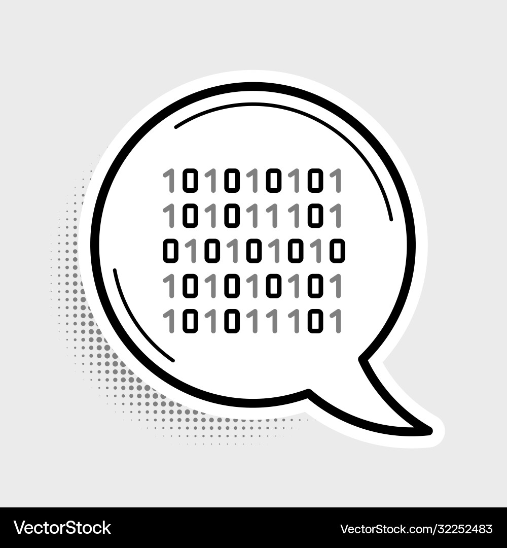 Line binary code icon isolated on grey background vector image