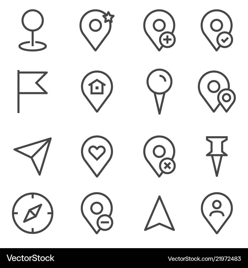 Location & Maps Icon Set vector image