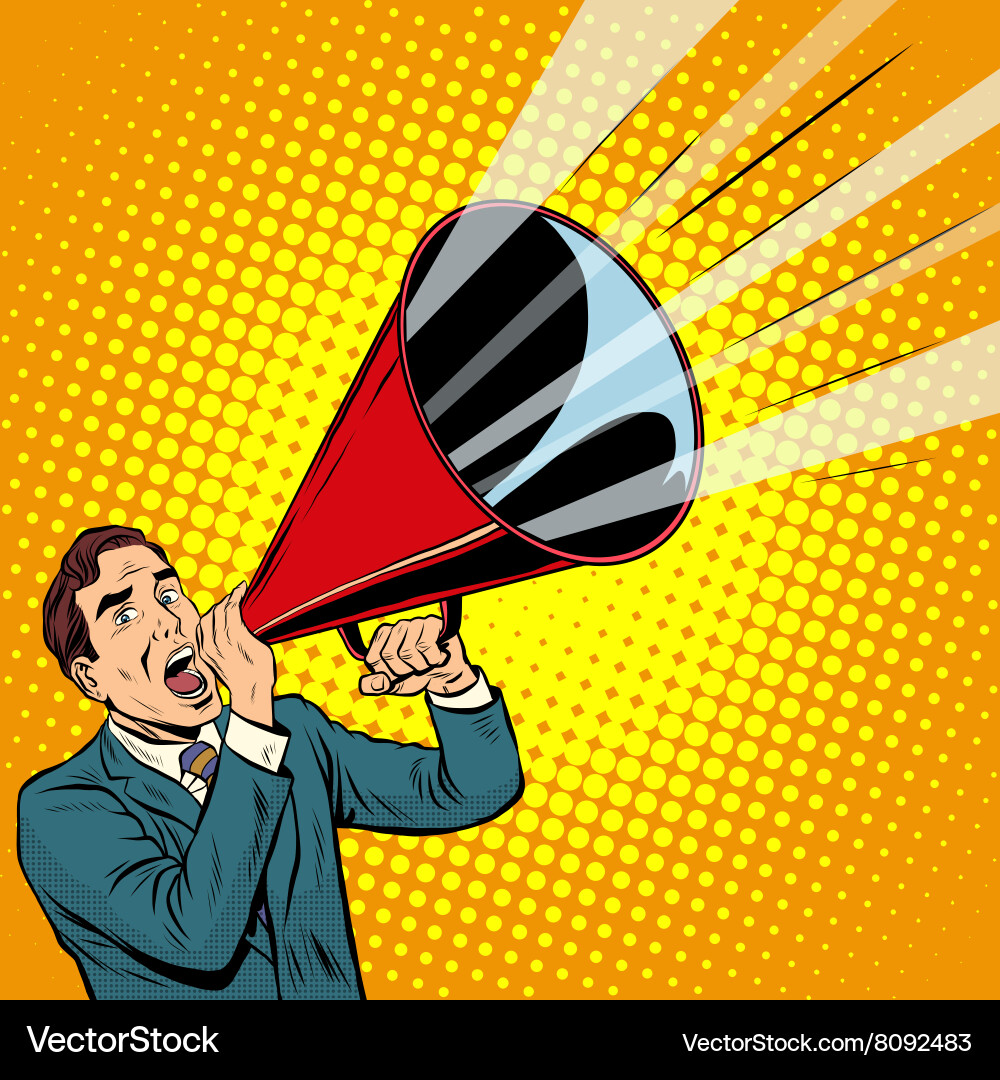 Man with Megaphone - Retro Style Vector Image