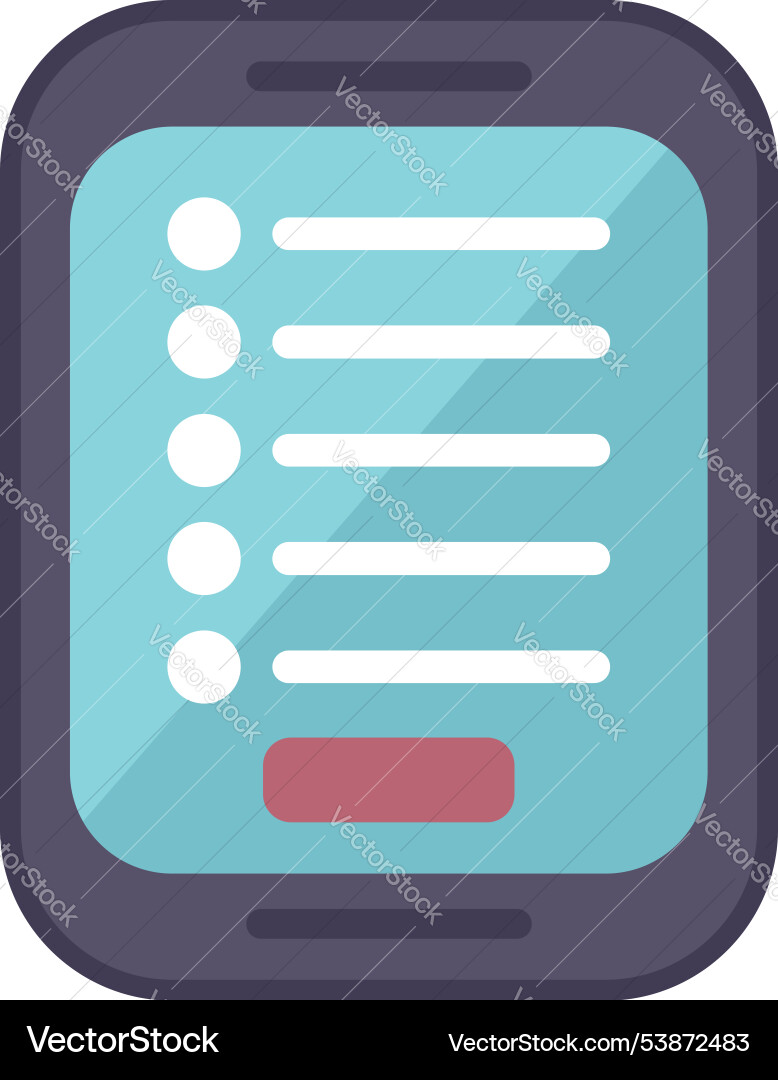 Mobile phone displaying a to do list Vector Image
