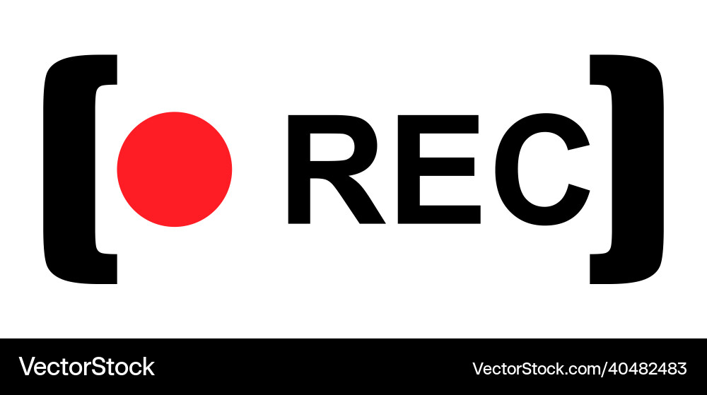 Recording sign button red app panel rec symbol Recording sign button red app panel rec symbol vector image