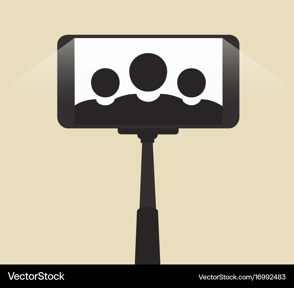 Self portrait on smartphone using a monopod Vector Image