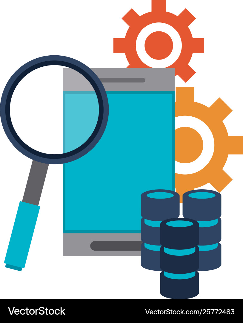 Servers and database technology symbols Servers and database technology symbols vector image